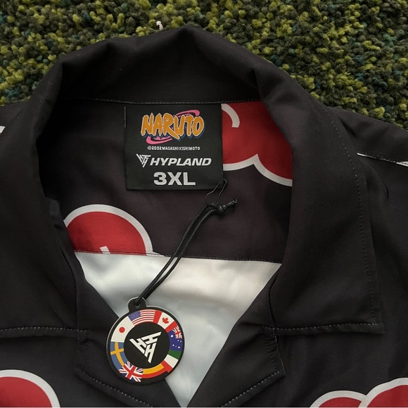 Hypland x Naruto Akatsuki Button Shirt (tagged 3XL, fits XL, see measurements) - Picture 2 of 6